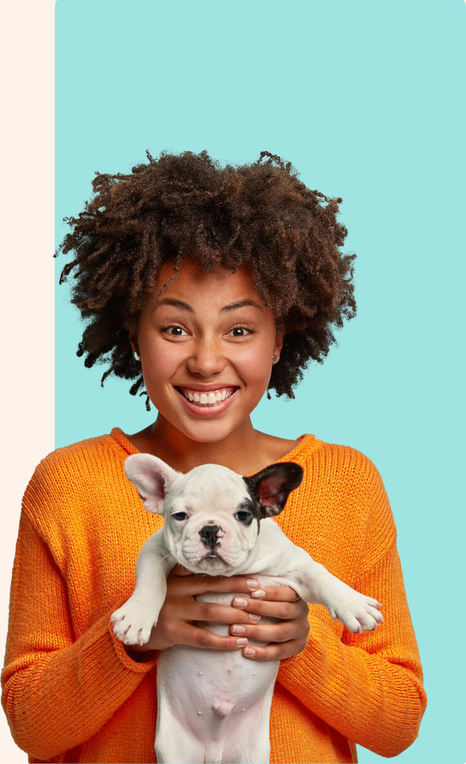 picture of woman holding a dog